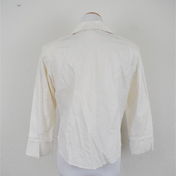 Vintage 80s Linen-Rayon Front Tie Blouse size 8 - Picture 3 of 9